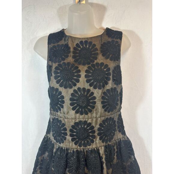 Leifsdottir Anthro Black Floral Lace Sleeveless Cocktail Dress Sz 2 Lined C16 - Picture 2 of 8
